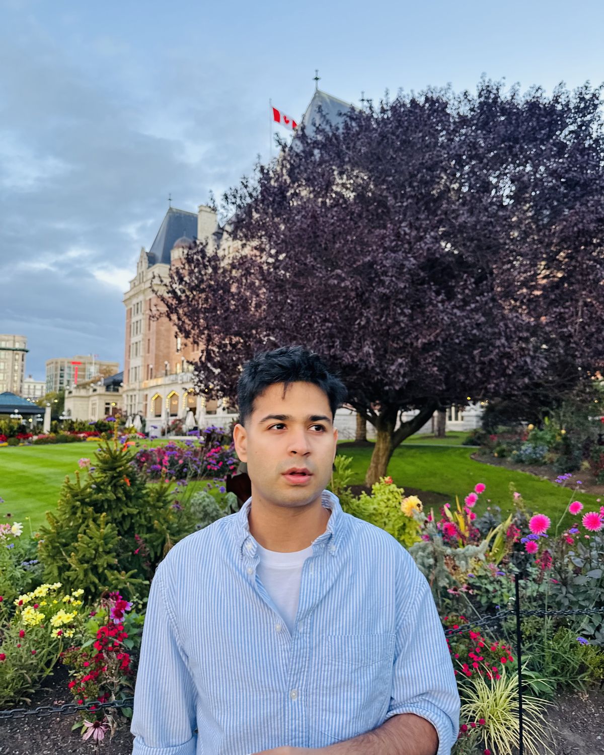 Janav in the gardens outside the Empress hotel in Victoria
